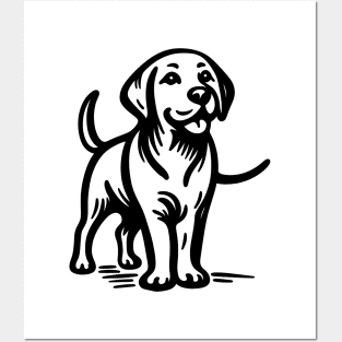 Stick figure puppy in black ink Posters and Art